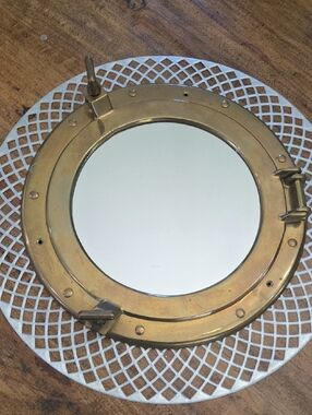 Decorative Brass Porthole Wall Mirror - Gold Finish